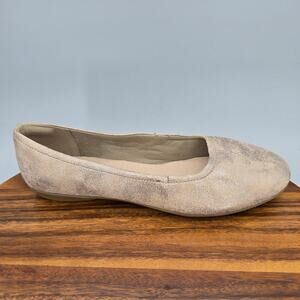 Clarks Flats Shoes Womens 11 Wide Pewter Metallic Comfort Slip On Casual Career